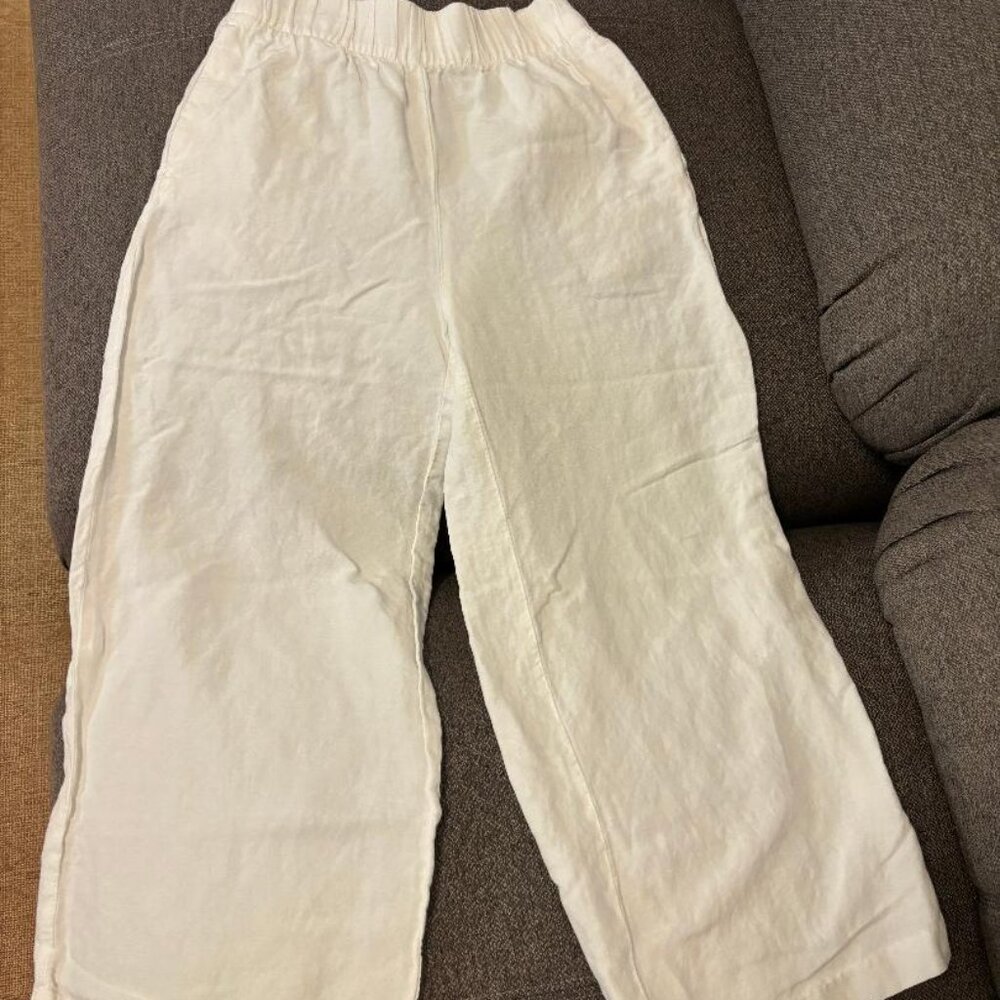 H&M White Cropped Linen Pants